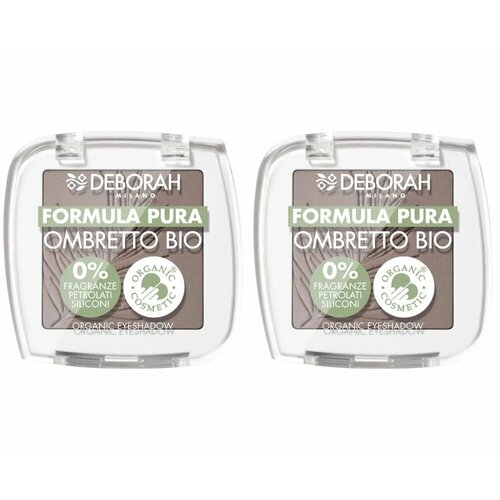 Тени для век Deborah Milano Formula Pura Ombretto Bio, тон 09 Матовый серо-коричневый, 2,5 гр, 2 шт