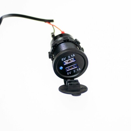 Разъем Usb в авто (встраиваемый) 12V-24V 2USB (Круглый) 4.2A