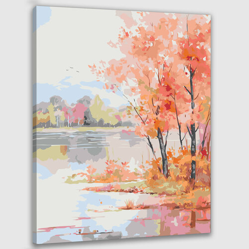 Картина по номерам 50х40 Осенний пейзаж с листвой