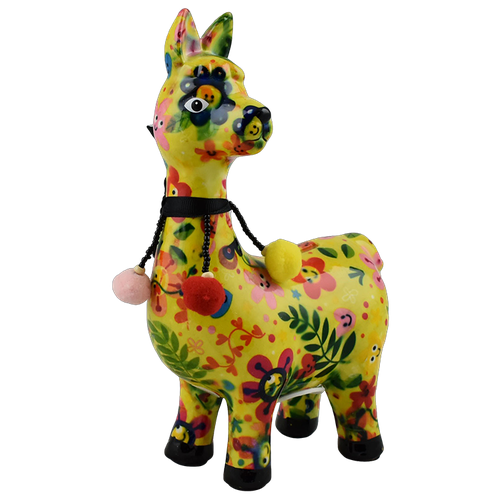 Лама Педро жёлтая с цветками и листьями 2600₽