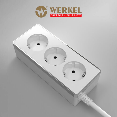 Удлинитель 3-х местный Werkel Gallant W6523601, 3 м, цвет белый/хром IP20 удлинитель werkel 4690389128394 розеточный блок