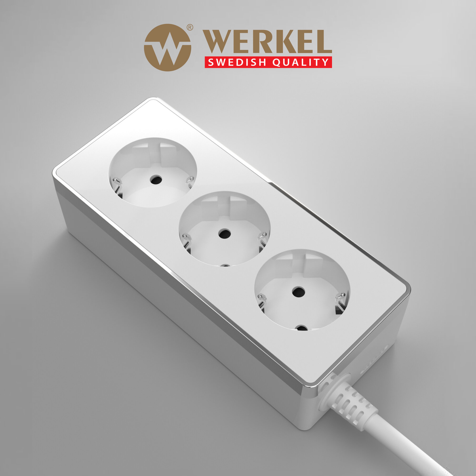 Удлинитель 3-х местный Werkel Gallant W6523601, 3 м, цвет белый/хром IP20