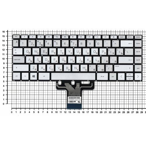Клавиатура для ноутбука HP 14T-DH серебристая с подсветкой