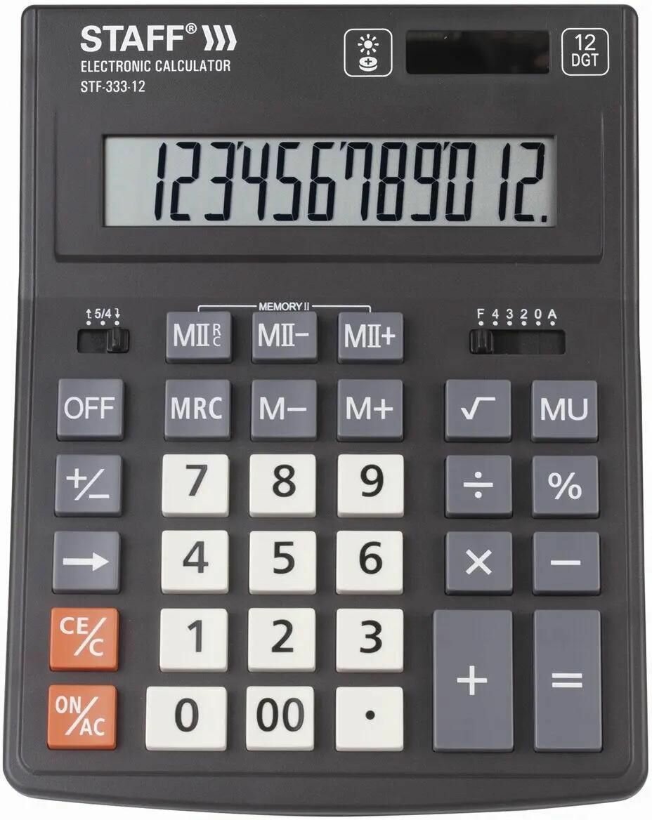 Калькулятор STAFF STF-333 12-разрядный черный