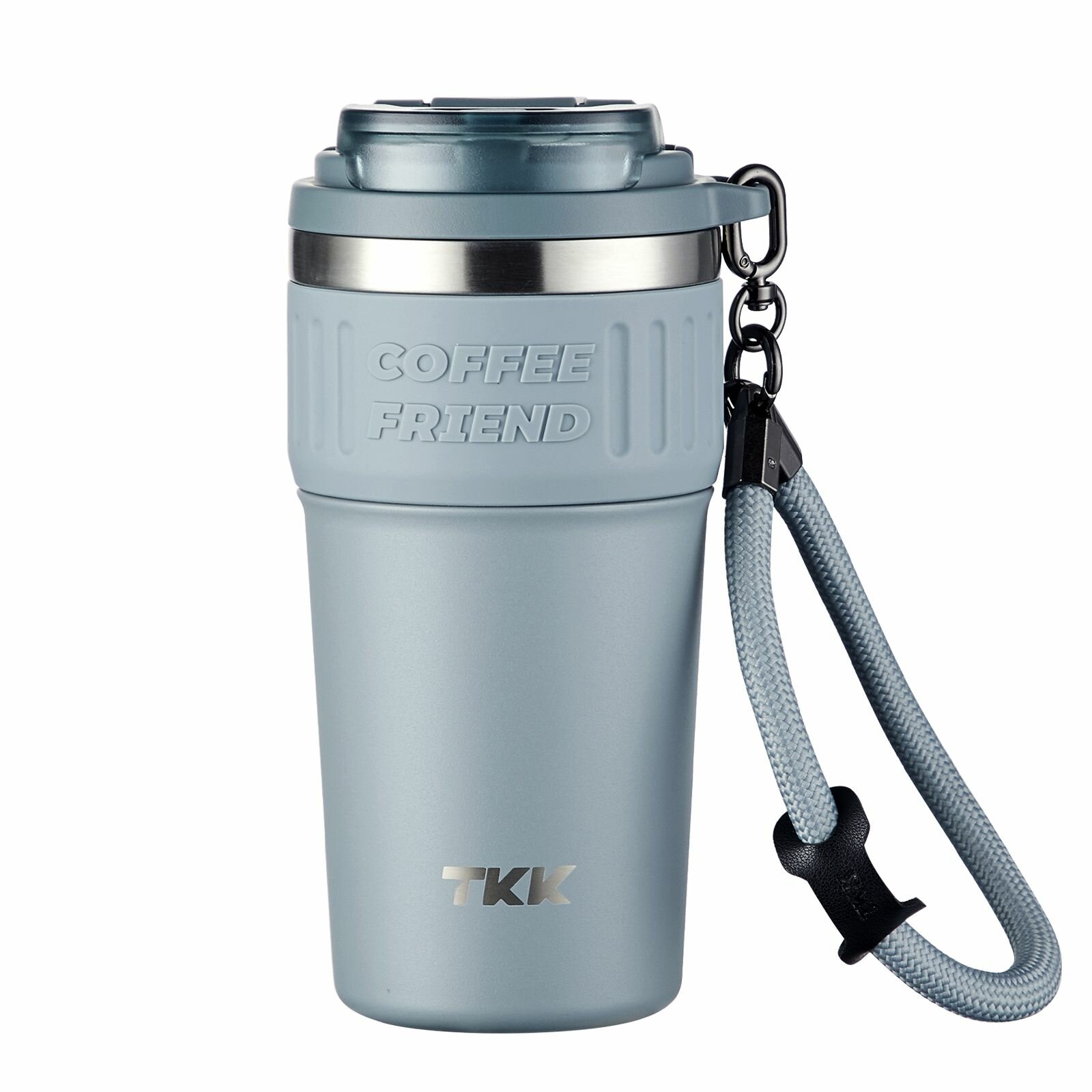 Термокружка автомобильная термостакан туристический для чая и кофе термос TKK Premium из нержавеющей стали, 630 мл, серый