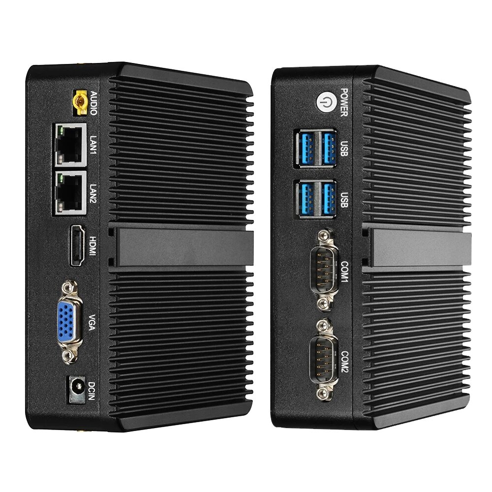 Мини-ПК без вентилятора, Intel Celeron J4125 2x Gigabit LAN 2x RS232 ...