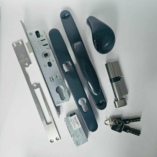 Надежный комплект для калитки ручка ухват серая ral 7016 замок STUBLINA с личинкой DORMA 80 электромагнитная защелка 10900₽