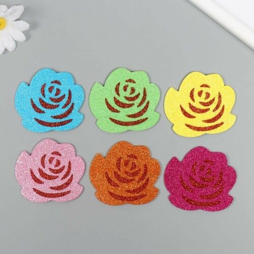 Декор для творчества EVA Розы 7х6х02 см блёстки набор 6 шт 13х15 см 494₽