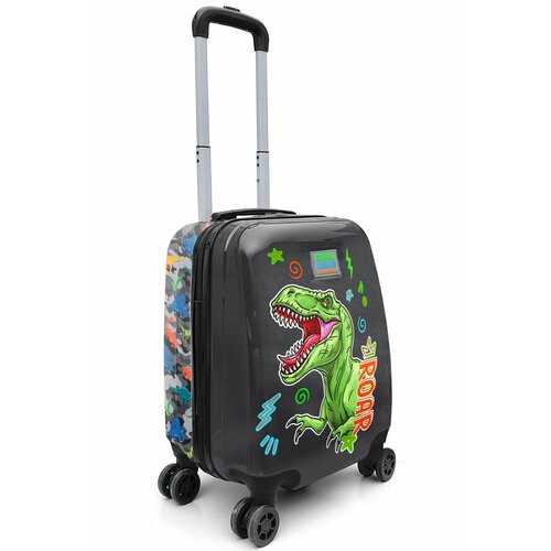 Чемодан  CORAL HIGH, ручная кладь, 33х40х25 см, 2.3 кг, черный, зеленый