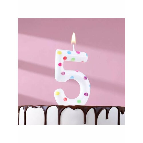 Свеча в торт Конфетти цифра 5 гигант 9см 510₽