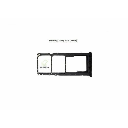 Держатель SIM для Samsung Galaxy A21s (A217F), Черный (Сим Лоток)