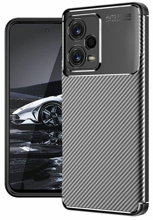Чехол для Xiaomi Redmi Note 12 Pro Plus 5G (Xiaomi Redmi Note 12 Pro+ 5G) силиконовый под карбон чёрный