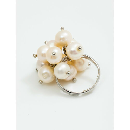 Кольцо ЖемАрт, жемчуг пресноводный, жемчуг пресноводный культивированный, жемчуг культивированный, серебряный, белый