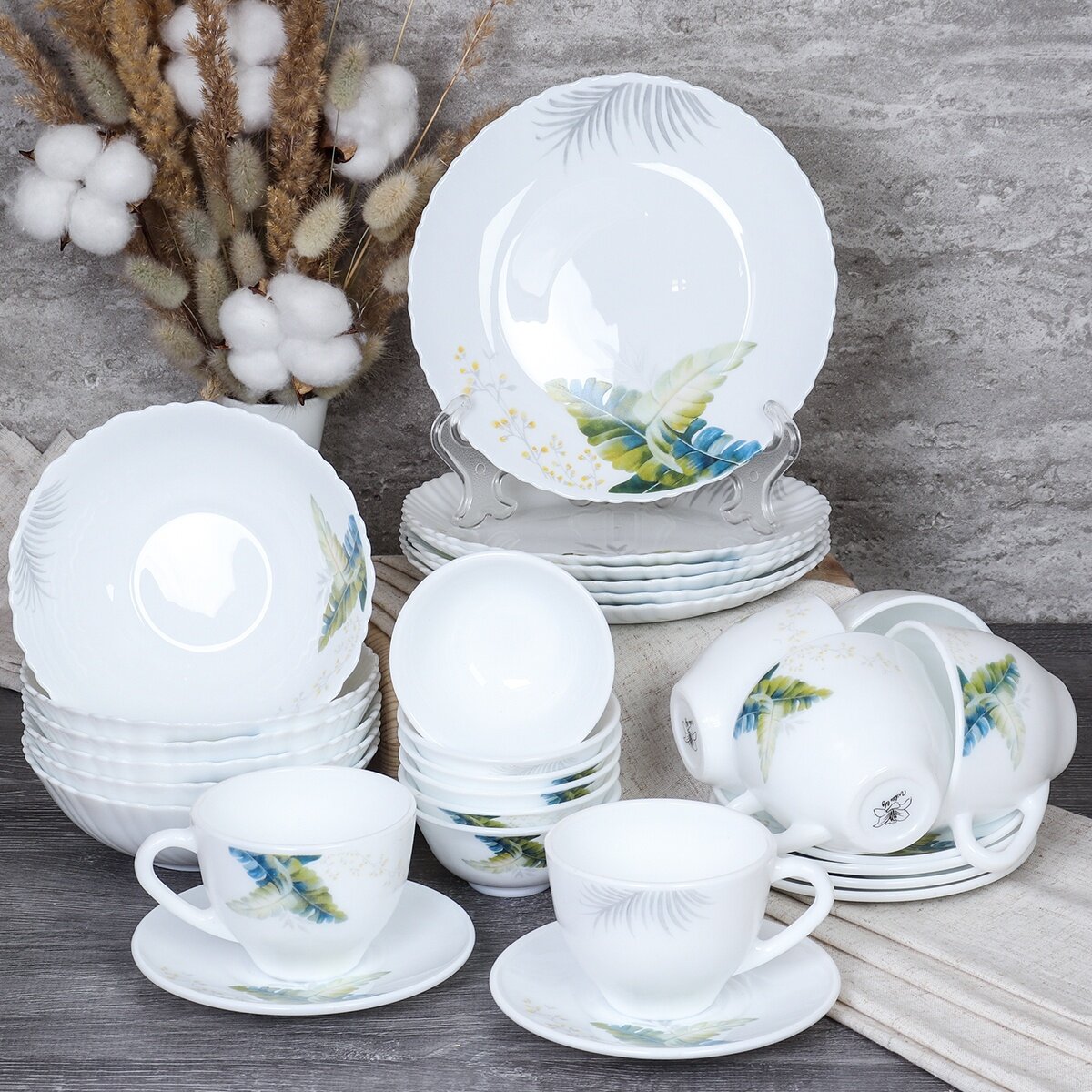 фото Столовый набор "Fresh" 30 предметов на 6 персон/ Набор круглой посуды Папоротник