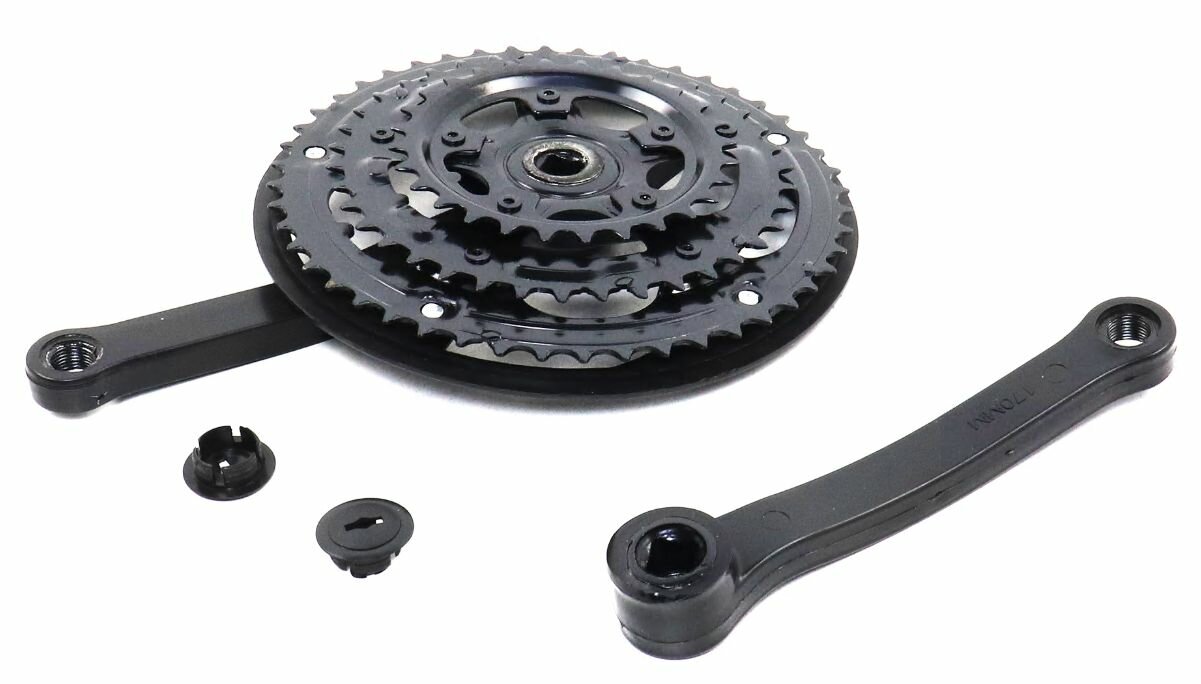 Шатуны 3зв. 48-38-28зуб/шатуны 170мм черные, покрытие пластик "Prowheel" (комплект)