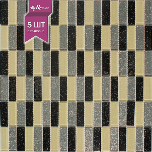 Изображение товара Мозаика стеклянная NSmosaic J-419, 298х300 мм, чип 15х48 мм, упаковка 5шт