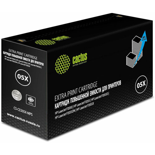Картридж Cactus CS-CE505X-MPS черный 13000 страниц совместимый для LJ P2050 P2055 P2055D P2055DN P2055X 1380₽