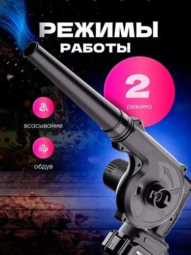 Изображение Воздуходувка аккумуляторная, Li-Ion, 48V, 168м³/час, 75м/с, мусоросборник