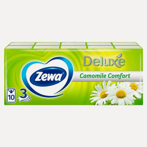 Изображение товара ZEWA Deluxe Camomile носовые платки трехслойные, 1 упаковка.