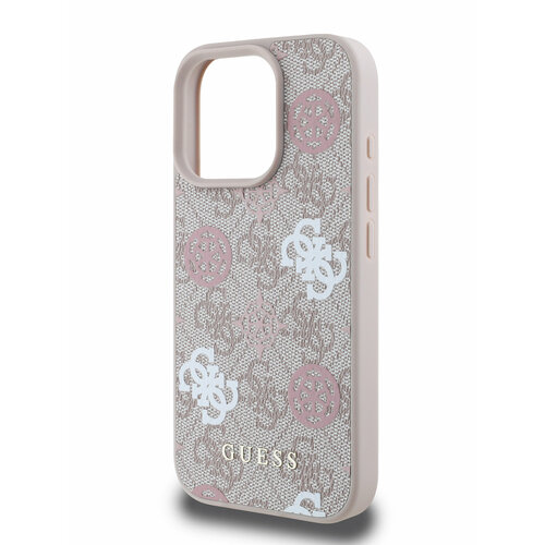 Guess для iPhone 16 Pro Max чехол PU 4G Colored Peony Hard Pink (MagSafe) розовый