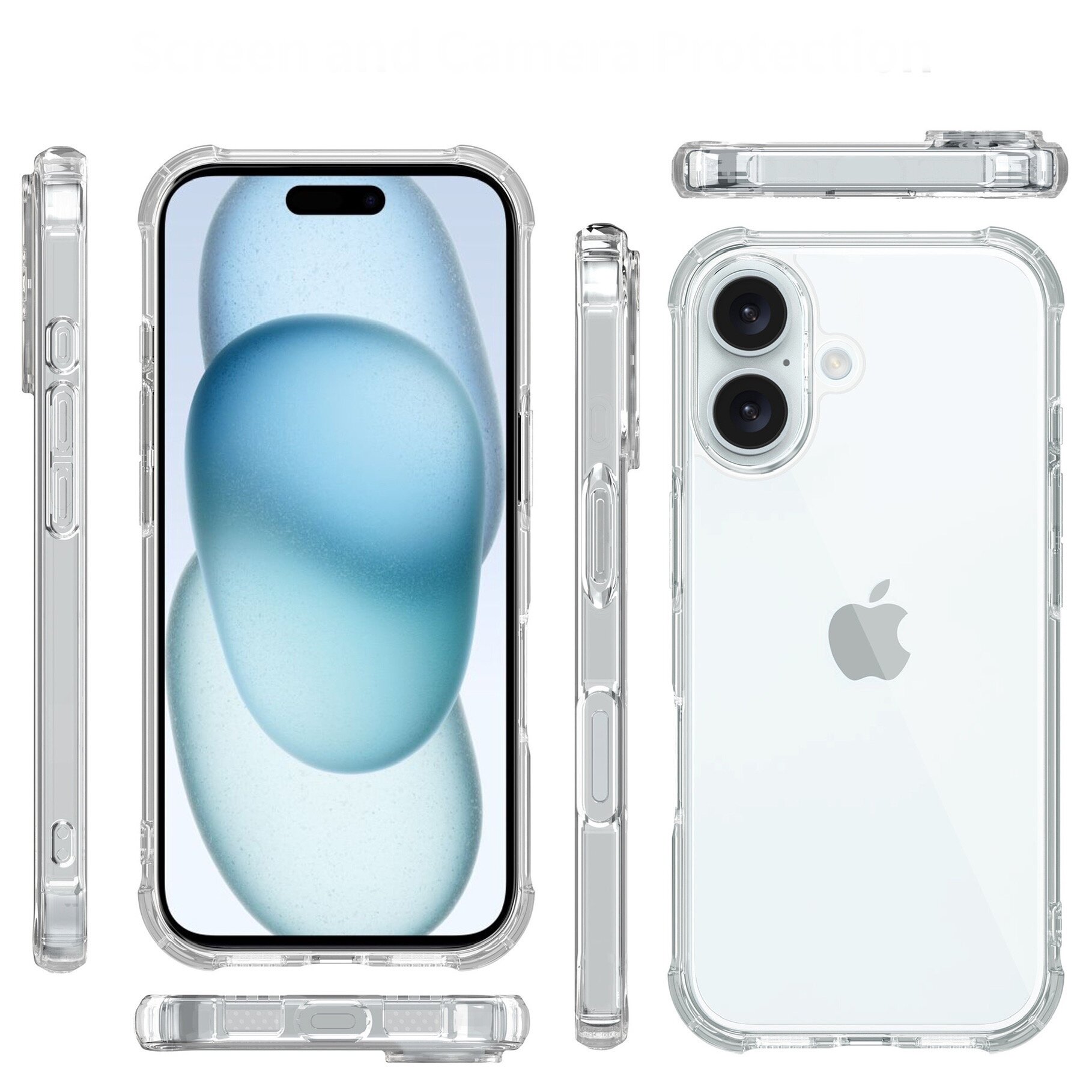 Противоударный прозрачный чехол с защитой камеры для Apple iPhone 16 (Эпл Айфон 16) — фото 1