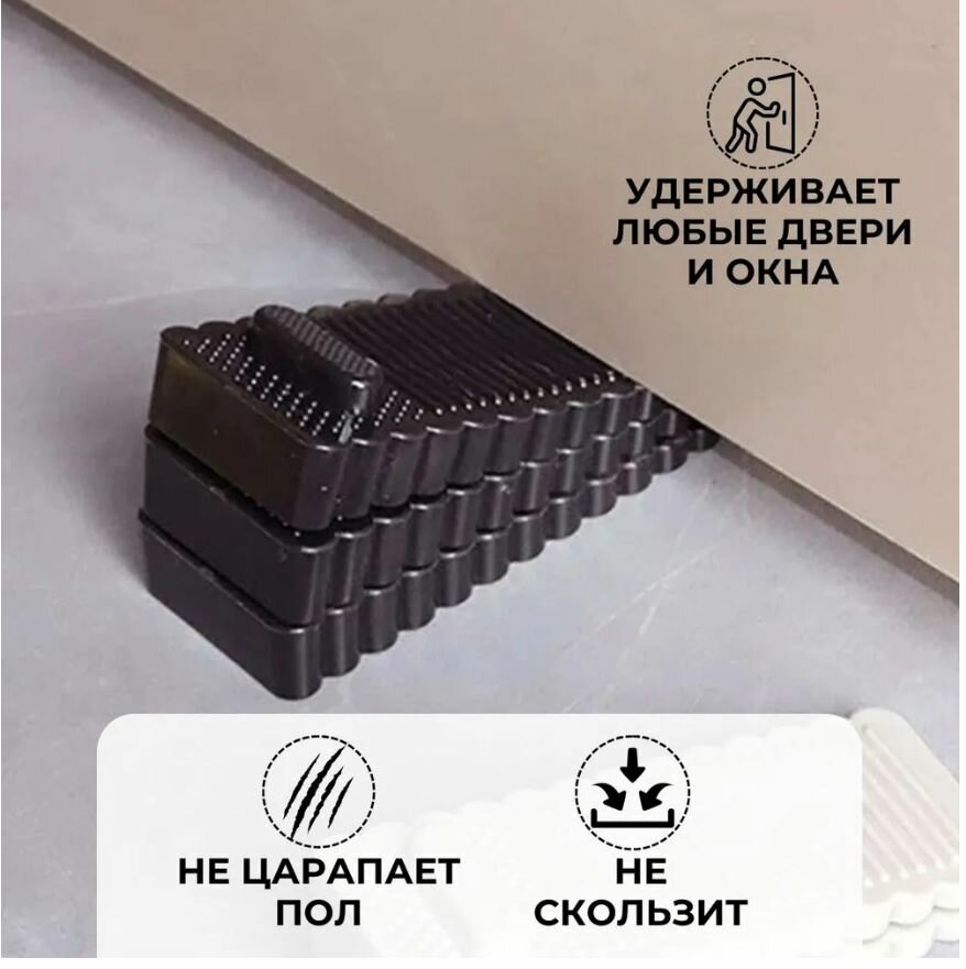 Стоппер напольный для двери, ограничитель открывания двери, упор дверной черный (5шт) — фото 1