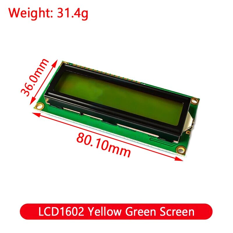 Модуль ЖКД синий зеленый экран для Arduino 0802 1602 2004 12864 ЖК-символ UNO R3 Mega2560 дисплей PCF8574T IIC I2C интерфейс, LCD1602 Green