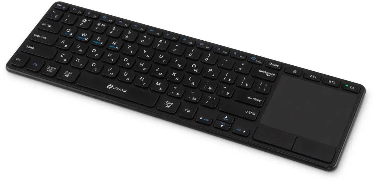 Клавиатура беспроводная с тачпадом Oklick K614W, Wireless/USB, Черный 1979327 - фото №12