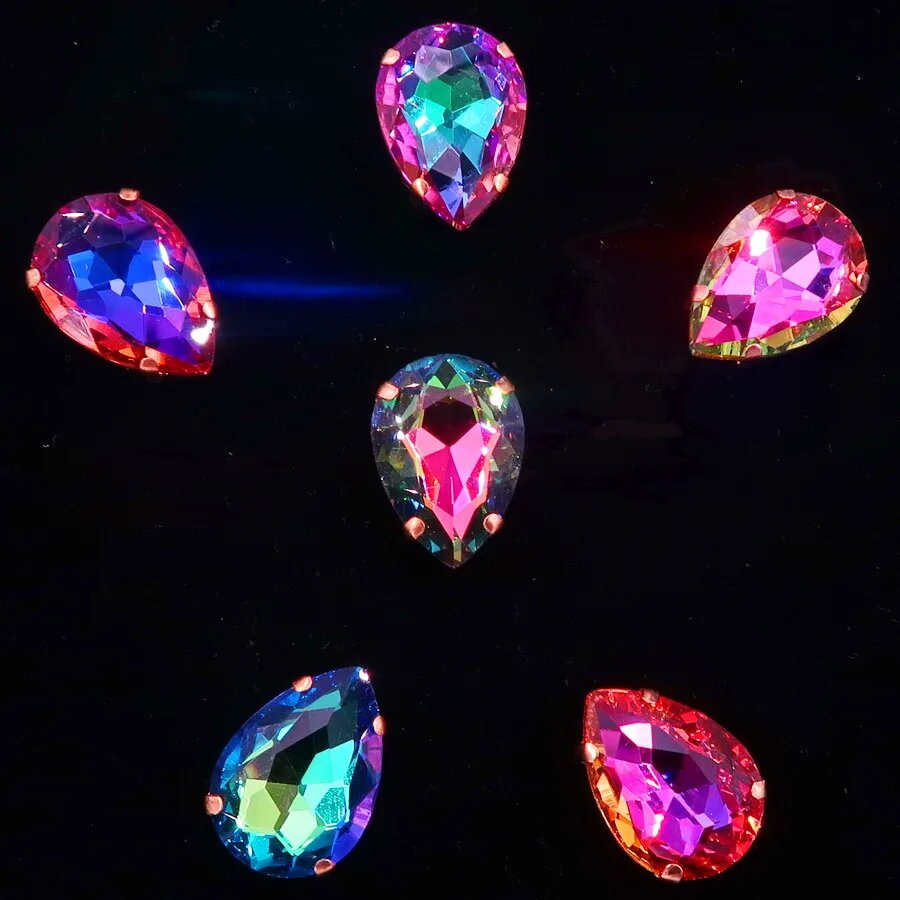 Кристаллы SNCRYSTAL капли формы 10х14 мм 13х18 мм AB цвета A46 rainbow mix 13x18mm 20pcs