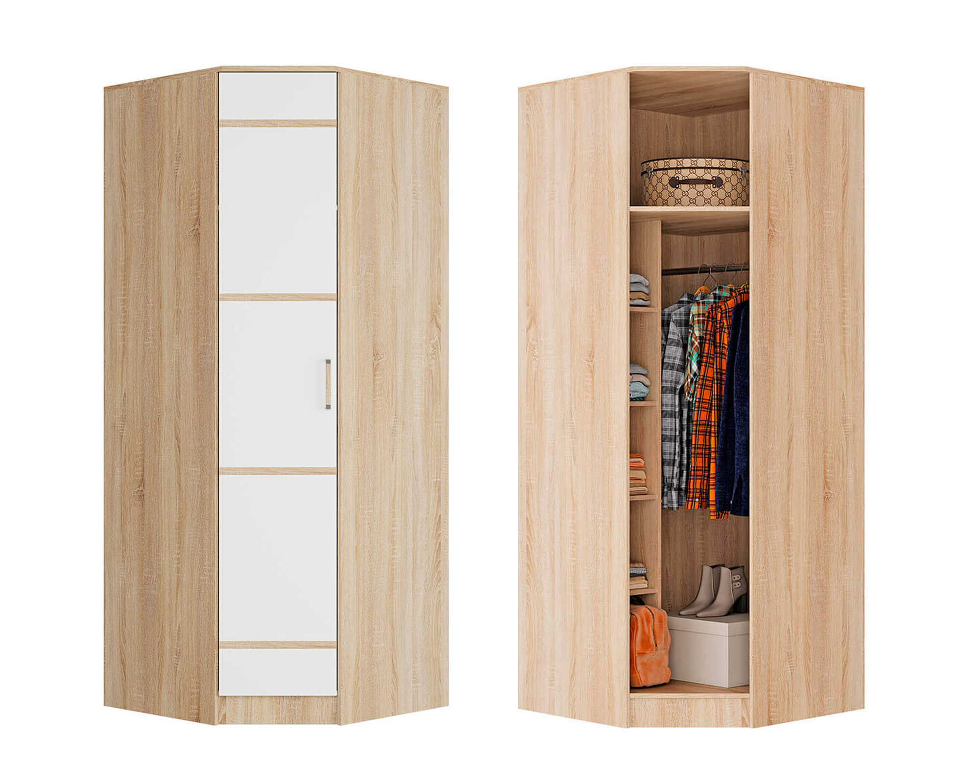 Шкаф угловой Сакура (876х2216х876) цвет Дуб сонома-белый от БТС