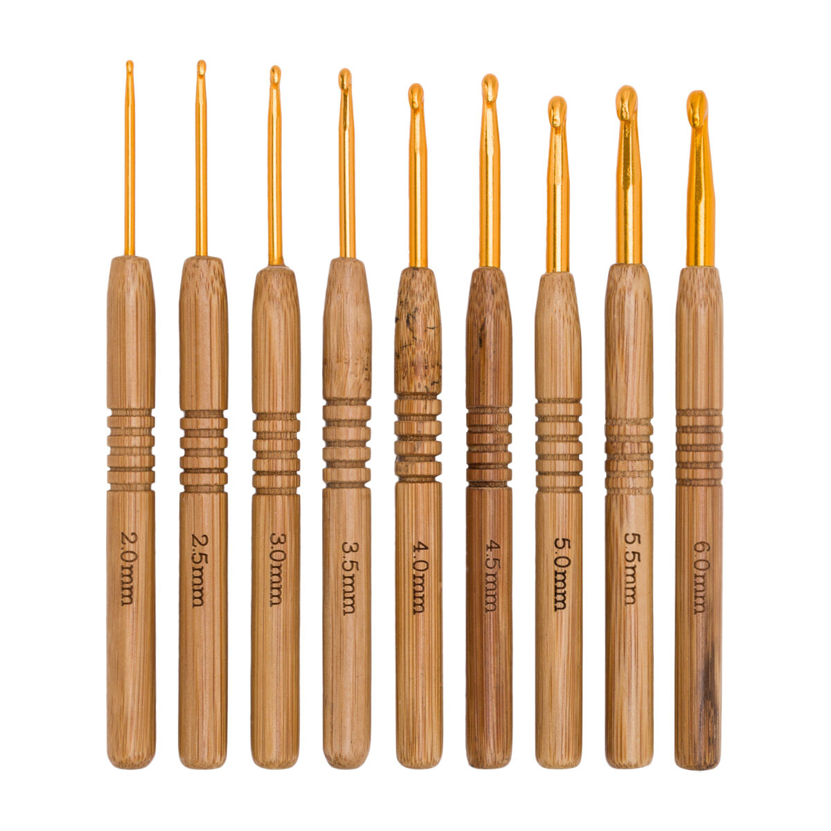 Набор крючков для вязания 9шт аллюм. с бамбуковой ручкой MTW095