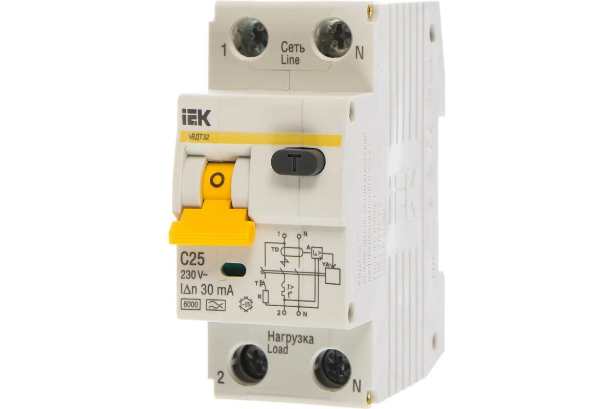 ИЭК АВДТ-32 MAD22-5-025-C-30 дифференциальный автомат 1п+N 2 модуля 25A 30мА тип A 6kA