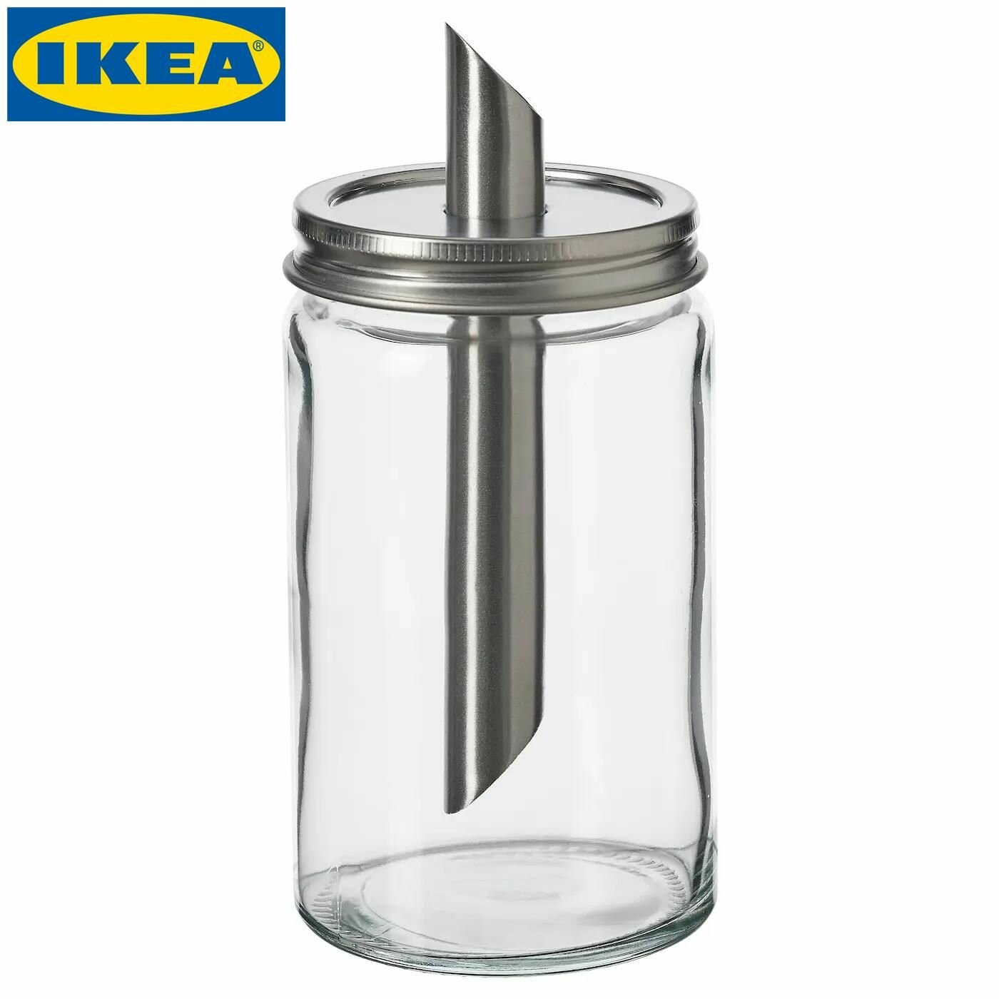 IKEA сахарница CITRONHAJ, прозрачное стекло/нержавеющая сталь, 15 см