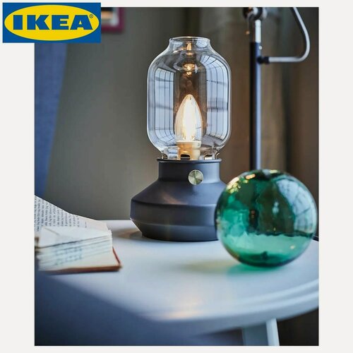 Изображение товара Лампа прикроватная настольная IKEA TARNABY с регулировкой яркости / Керосиновая лампа декоративная икеа черная