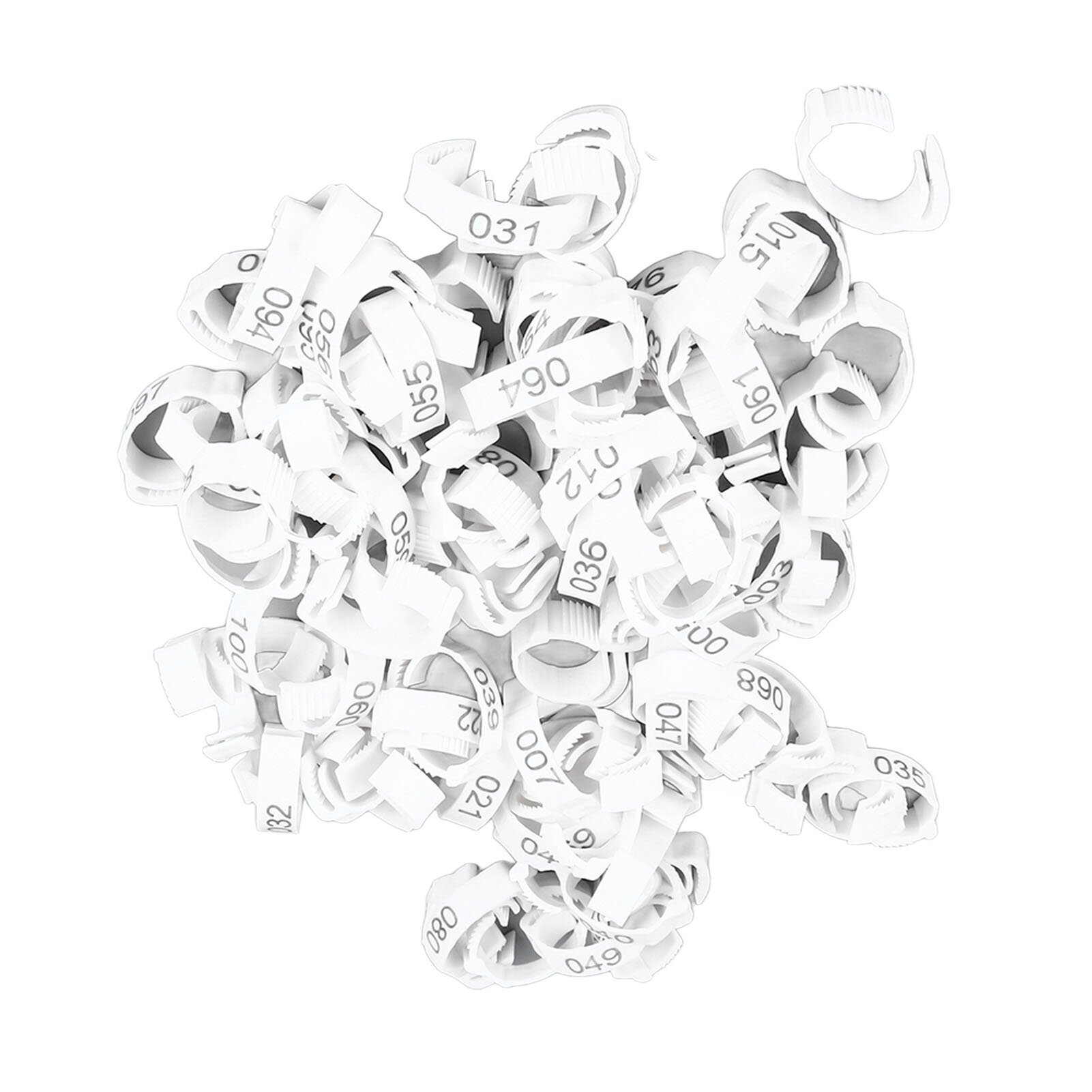 100 шт. кольца для куриных ножек яркие цветные прочные пластиковые пронумерованные ленты для ножек птицы для птиц уток гусей дичи 100 шт. белые кольца с цифровыми метками