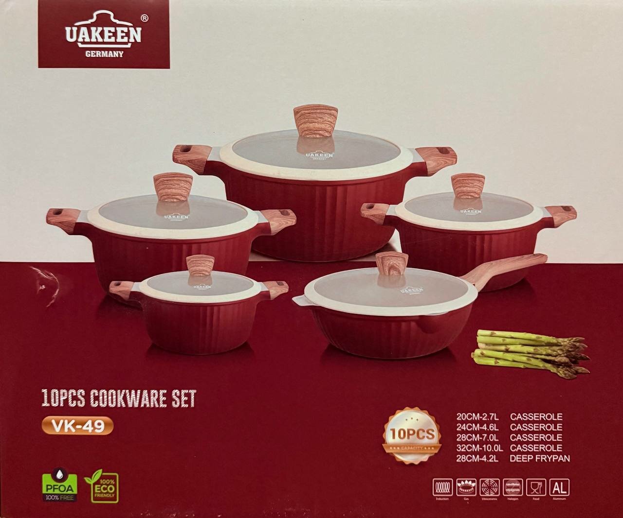 Uakeen VK-49 | Гранитный набор посуды 10 предметов разных размеров