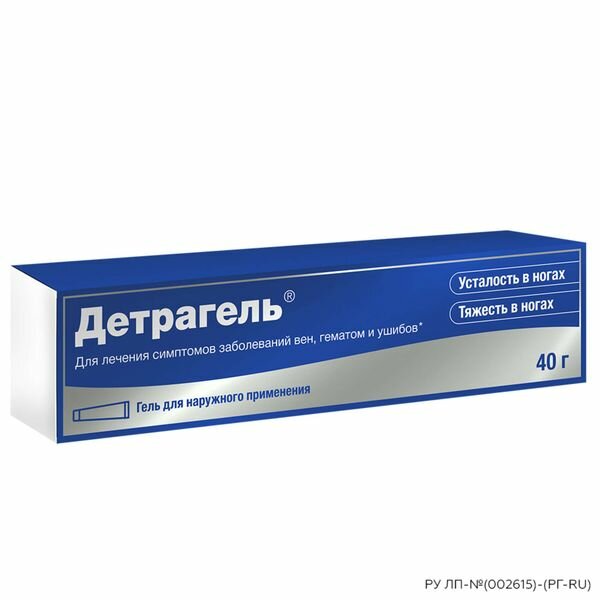 Детрагель гель для наружного применения 100МЕ/г+10мг/г+10мг/г 40г — фото 1