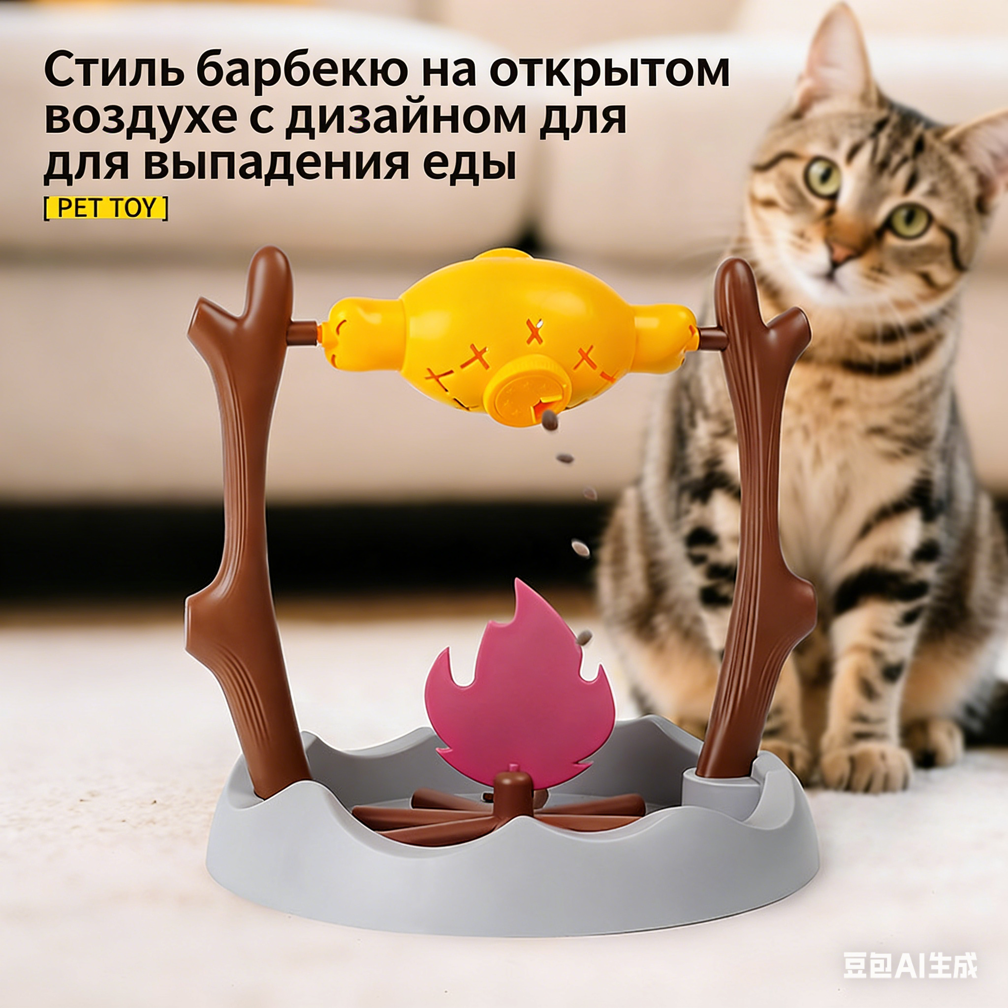 Кошачье Барбекю, игрушка, для развития, с вращающимся огнём, для избавления от скуки