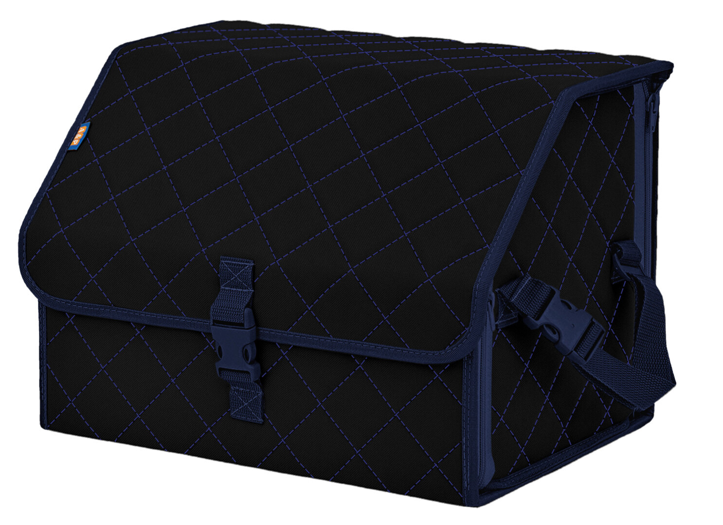 Органайзер-саквояж в багажник "Союз" (размер M). Цвет: черный с синей прострочкой Ромб.