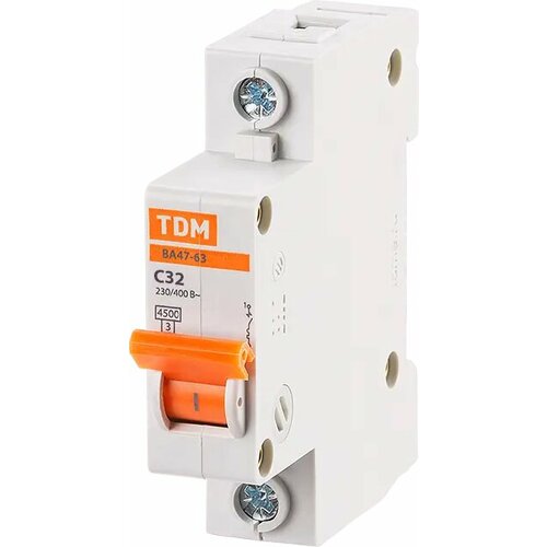Автоматический выключатель TDM Electric ВА47-63 1P C32 А 4.5 кА SQ0218-0006 tdm автоматический выключатель ва47 63 3р 32а 4 5ка х ка b sq0218 0058