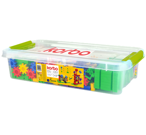 Конструктор для детского сада шестеренки Korbo 430 деталей в контейнере