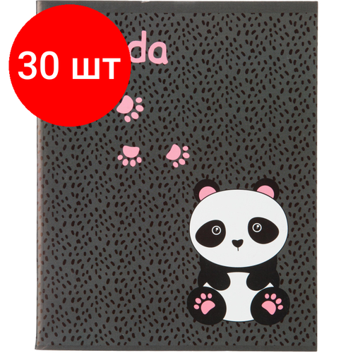 Комплект 30 штук, Тетрадь общая А5 96л №1School Panda, клет, скреп, ВД-лак тетрадь общая а5 96л 1school smile клет скреп вд лак