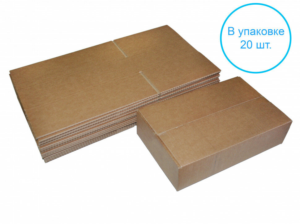 Картонная коробка 4-х клапанная 32х20х8 см (Т-23), В, Бурый - 20 шт. KOR-322080