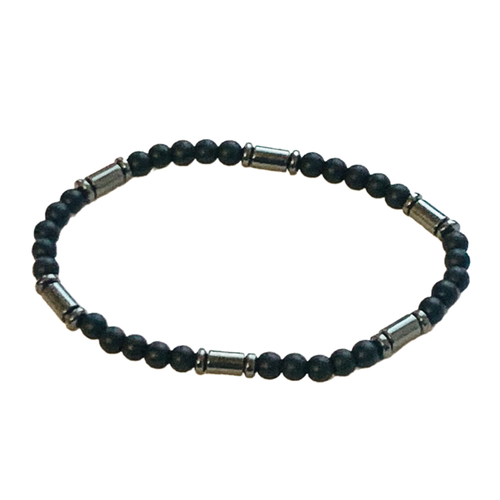 фото Браслет-нить, гематит, оникс, гранат, 1 шт., размер 17 см, размер m, черный my lollipop