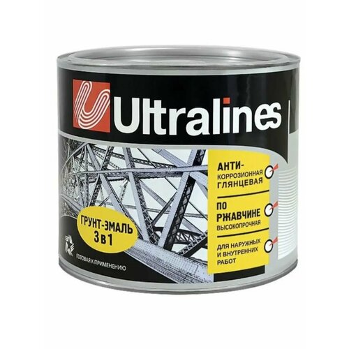 Эмаль-грунт по ржавчине 3в1 голубая 1,8кг радуга Ultra Lines