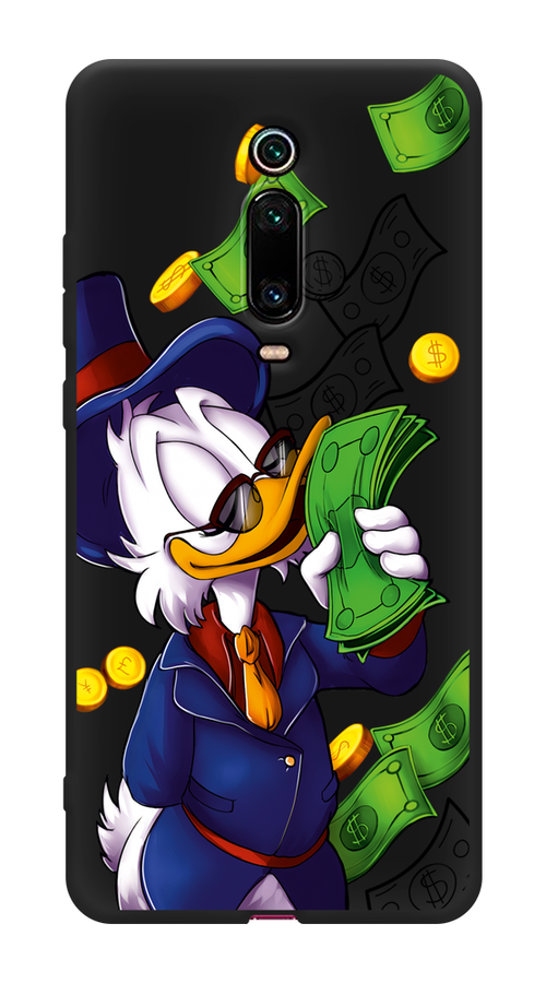 Матовый силиконовый чехол на Xiaomi Mi 9T / Сяоми Ми 9Т Scrooge McDuck with Money, черный