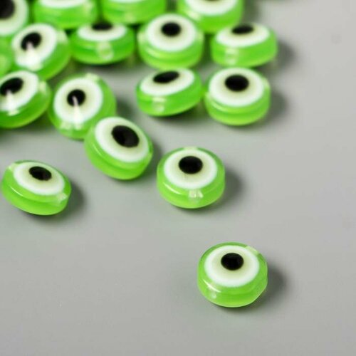 фото Бусины для творчества пластик "глаз от сглаза - зелёный" набор 30 шт 0,7х1х1 см, 2 штуки арт узор