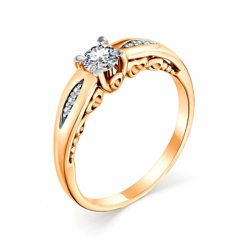 Кольцо АЙМИЛА, красное золото, 585 проба, бриллиант, размер 17, золотой кольцо аймила красное золото 585 проба кварц размер 17 розовый золотой