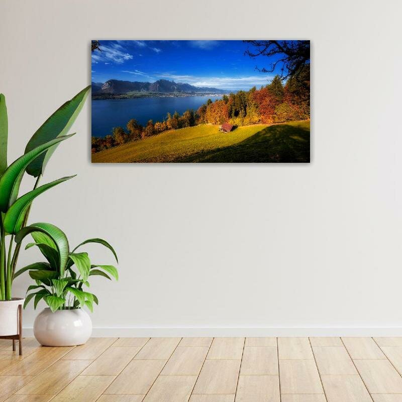 Картина на холсте 60x110 LinxOne "Lake of Thoune Switzerland" интерьерная для дома / на стену / на кухню / с подрамником