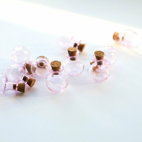 Бутылочки мини декоративные 2 шт бутылочки для рукоделия с пробкой размер 21x18 мм розовый 669₽